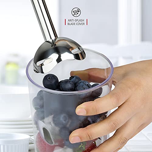 NETTA Hand Blender with 700ml Beaker - Powerful 600W - Variable Speed and Turbo Settings - Food Grade 304 Stainless Steel Blades - Ergonomic Stick Handle - BPA Free