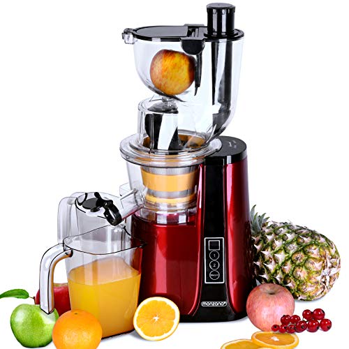 Monzana Slow Juicer Machine | Cold Press | 500W | Kitchen Masticating | Juice Soup Maker Extractor | Reverse Function | BPA Free | Whole Fruit and Vegetable | Orange | Citrus | Ginger | Electric