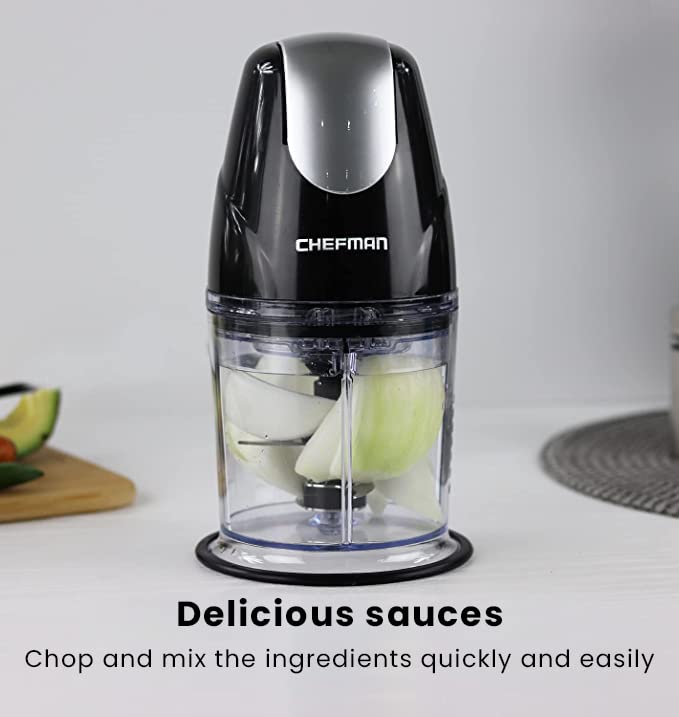 CHEFMAN 2-in-1 Food Processor and Portable Blender with 400W Motor, 2-Tiered Blade System, Ice Crusher - Ideal for Smoothies, Purees, Chopped Vegetables and More - Large and Small Jars, Pulse Function