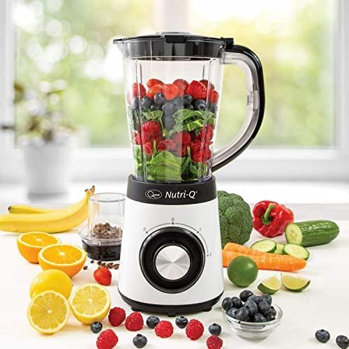Quest Nutri-Q 34790 Blender & Grinder / 1.5L Blender Jug / 2 Speed Settings / Dishwasher Safe Parts / Safety Locking System / Makes Healthy Smoothies & Shakes / BPA Free / 500W