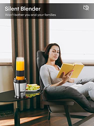 HOUSNAT Blender Smoothie Makers 3 in 1, Personal Blender Mixer Multifunctional with 280ml Grinder, 2 Portable Bottles for shakes and smoothies, BPA Free, 10s Quick Mix, 500W