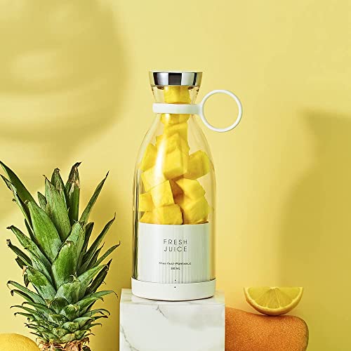 Blender Smoothie Makers, 350 ml Portable Mixer Mini Jug Blenders, Multifunctional Personal Mixer Fresh Juice Mixer Bottle To Go with USB Rechargeable (White)