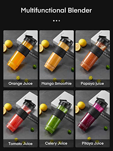 HOUSNAT Blender Smoothie Makers 3 in 1, Personal Blender Mixer Multifunctional with 280ml Grinder, 2 Portable Bottles for shakes and smoothies, BPA Free, 10s Quick Mix, 500W