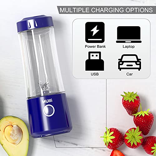 Mulli Portable Blender,Usb Personal Mixer for Smoothie and Shakes, Mini Blender with Six Blades for Baby Food,Travel,Gym and More