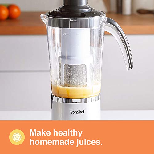 VonShef Blender, Juicer & Grinder - 4 in 1 Multi-Functional, 17 Piece Set with 2 Speed Settings and Pulse Function Ideal for Crushing Ice, Making Smoothies, Protein Shakes and More 220W