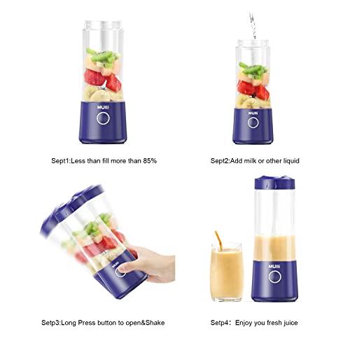 Mulli Portable Blender,Usb Personal Mixer for Smoothie and Shakes, Mini Blender with Six Blades for Baby Food,Travel,Gym and More