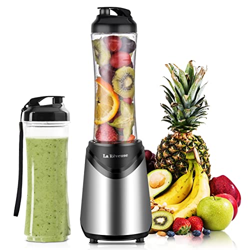 La Reveuse Smoothie Blender Personal Size with 2 BPA Free Portable Travel Sports Bottles (550ml),300 Watts,Silver (Silver)