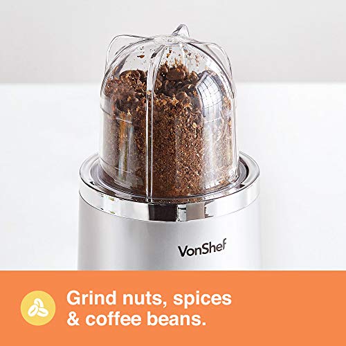 VonShef Blender, Juicer & Grinder - 4 in 1 Multi-Functional, 17 Piece Set with 2 Speed Settings and Pulse Function Ideal for Crushing Ice, Making Smoothies, Protein Shakes and More 220W