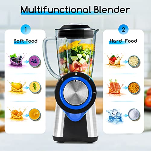 Aigostar 1.8L Blender Smoothie Maker, 1200W Glass Jug Blender Mixer with 6 Stainless Steel Ice Crusher Blades, Multi-function High Speed Electric Food Blender for Shakes, BPA Free - Archer 30RTZ