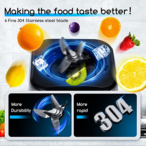 Aigostar 1.8L Blender Smoothie Maker, 1200W Glass Jug Blender Mixer with 6 Stainless Steel Ice Crusher Blades, Multi-function High Speed Electric Food Blender for Shakes, BPA Free - Archer 30RTZ