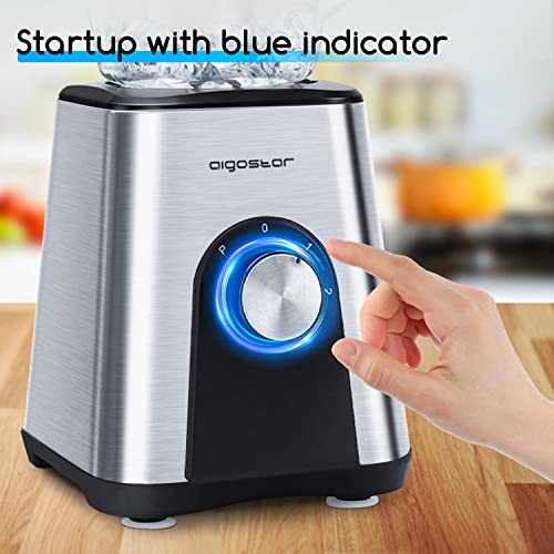 Aigostar 1.8L Blender Smoothie Maker, 1200W Glass Jug Blender Mixer with 6 Stainless Steel Ice Crusher Blades, Multi-function High Speed Electric Food Blender for Shakes, BPA Free - Archer 30RTZ