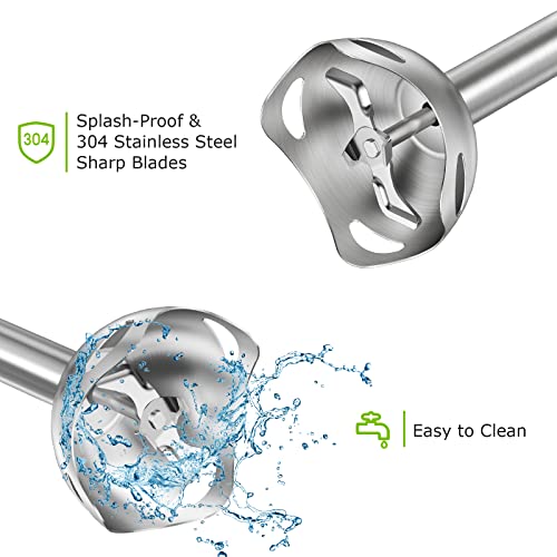 Bonsenkitchen Hand Blender, 300W Immersion Blender Handheld, Stick Blender Electric with Stainless Steel Blade for Making Baby Food, Soups, Sauce, HB3201 (Black)