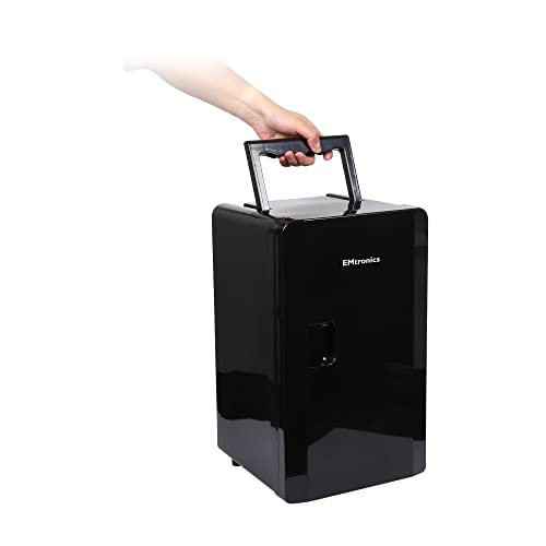 EMtronics EMMF16BLK Mini Fridge 16 Litre, 27 Can Portable AC+DC Power Cooler & Warmer, for Bedrooms, Cars, Offices; Skincare, Makeup, Cosmetics, Food (Black)