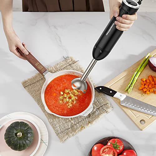 Bonsenkitchen Hand Blender, 300W Immersion Blender Handheld, Stick Blender Electric with Stainless Steel Blade for Making Baby Food, Soups, Sauce, HB3201 (Black)