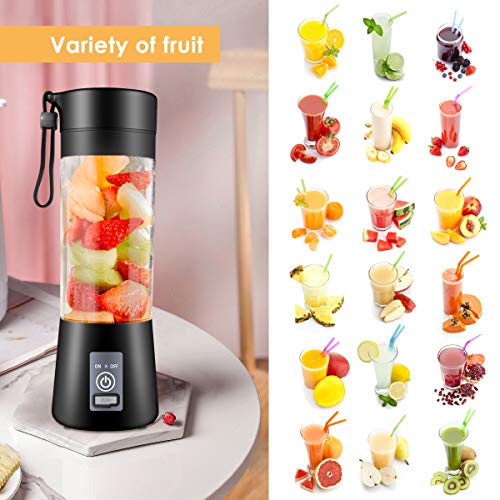 YurDoca Portable Blender, Fruit Juice mixer [Upgraded Version], Personal Blender with USB Rechargeable Mini Mixer,Personal Size for Smoothies and Shakes Juicer Cup Travel, Black-d