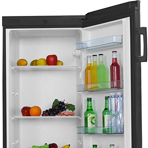 Cookology CTFR235BK Tall Freestanding Upright Larder Fridge, 55W x 142H CM, 235 Litre with Adjustable Temperature Control and Legs, LED Light and Reversible Door - In Black