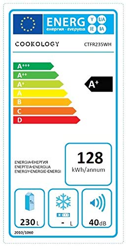 Cookology CTFR235BK Tall Freestanding Upright Larder Fridge, 55W x 142H CM, 235 Litre with Adjustable Temperature Control and Legs, LED Light and Reversible Door - In Black