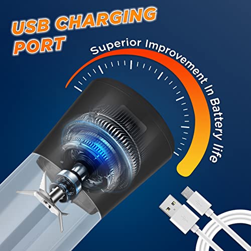 Portable Blenders,Personal Size Blender Smoothies and Shakes, USB Rchargeable Juicer Cup with Six Blades in 3D, Handheld Blender Sports,Travel and Home