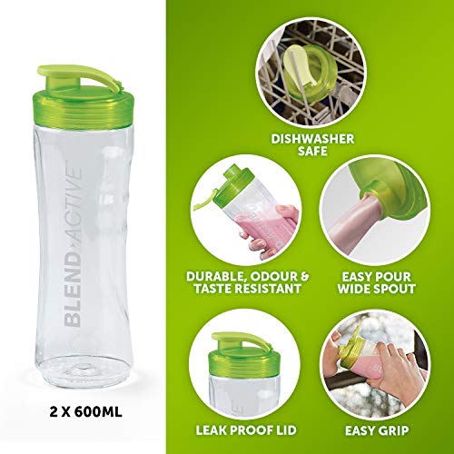Breville Blend Active Personal Blender & Smoothie Maker with 2 Portable Blending Bottles (600ml), 300W, Green [VBL062]