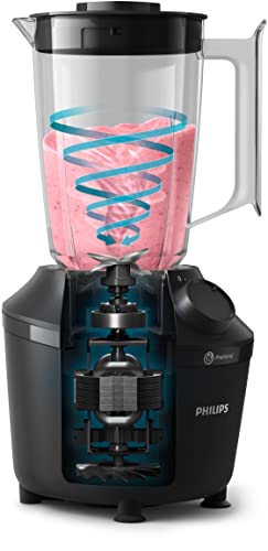 Philips Blender 3000 Series, ProBlend System, 1.9L Maximum Capacity, 1L Effective Capacity, 450W, 1 Speed Setting + Pulse, Plastic Jar, Black, (HR2041/01)