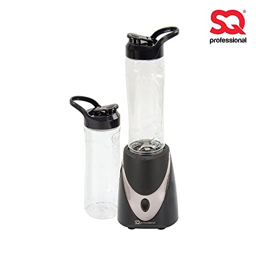 SQ Professional Blitz - Twist'n'Blitz - Nutrient Extractor/Personal Mini Blender Juicer Smoothie Maker With 2 x Portable Blending Bottles (600 ml) 250W (Black/Silver)