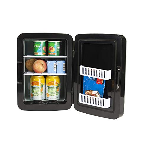 SENSIOHOME 15L Mini Fridge Cooler & Warmer | AC+DC Power - 12v, UK & EU Plug | Compact, Portable and Quiet, For Home, Bedroom, Car, Holiday, Food Drinks Makeup (Black)