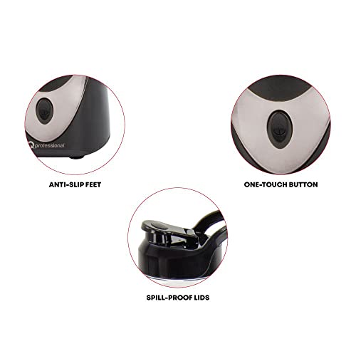 SQ Professional Blitz - Twist'n'Blitz - Nutrient Extractor/Personal Mini Blender Juicer Smoothie Maker With 2 x Portable Blending Bottles (600 ml) 250W (Black/Silver)