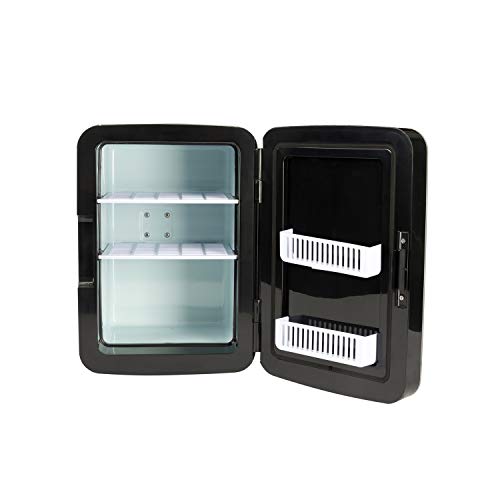 SENSIOHOME 15L Mini Fridge Cooler & Warmer | AC+DC Power - 12v, UK & EU Plug | Compact, Portable and Quiet, For Home, Bedroom, Car, Holiday, Food Drinks Makeup (Black)