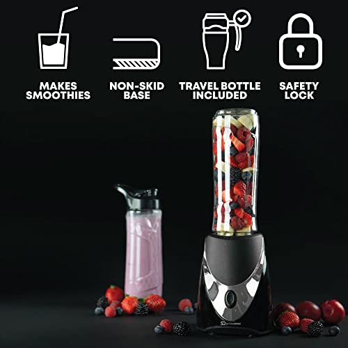 SQ Professional Blitz - Twist'n'Blitz - Nutrient Extractor/Personal Mini Blender Juicer Smoothie Maker With 2 x Portable Blending Bottles (600 ml) 250W (Black/Silver)