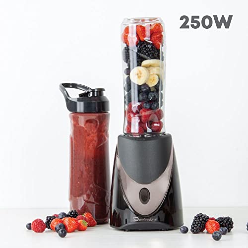 SQ Professional Blitz - Twist'n'Blitz - Nutrient Extractor/Personal Mini Blender Juicer Smoothie Maker With 2 x Portable Blending Bottles (600 ml) 250W (Black/Silver)