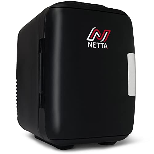 NETTA 5L Mini Fridge - Portable Small Fridge for Drinks, Snacks, Skincare - For Bedroom, Student Dormitory, Office With Cooling And Warming Function - AC/DC Portable – Black