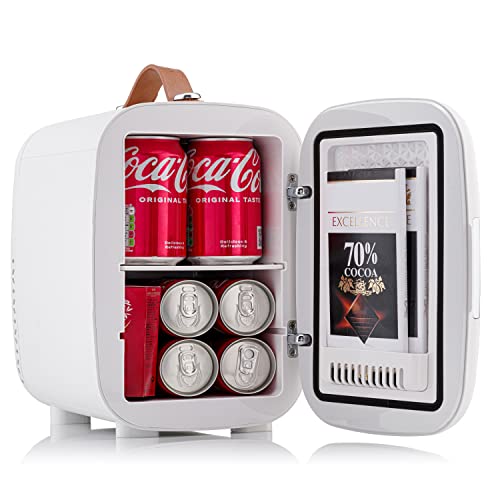 Subcold Pro4 Luxury Mini Fridge Cooler | 4 Litre / 6 Cans | AC and Exclusive USB Power Option | Portable Small Fridge for the Office, Bedroom, Car, Travel, Skincare & Cosmetics (White)