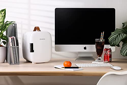 Subcold Pro4 Luxury Mini Fridge Cooler | 4 Litre / 6 Cans | AC and Exclusive USB Power Option | Portable Small Fridge for the Office, Bedroom, Car, Travel, Skincare & Cosmetics (White)