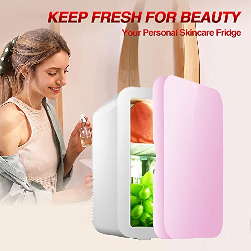 Mini Fridge for Bedrooms 8L Portable Car Fridge Mini Refrigerator with System Cooler and Warmer for Home Office Skincare Bedroom Dorm Car Travel 220V AC/12V DC