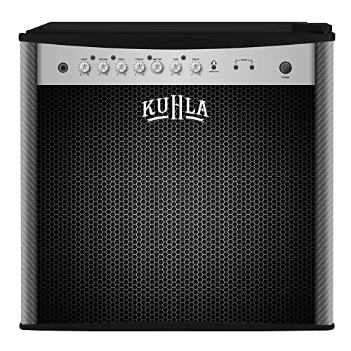 Kuhla 43 Litre Mini Fridge with Ice Box, Novelty Design, Inc Adjustable Thermostat, Door Racks and Removable Shelf, Small Drinks Fridge Ideal for Home and Office – Amp Speaker, Black KTTF4BGB-1004