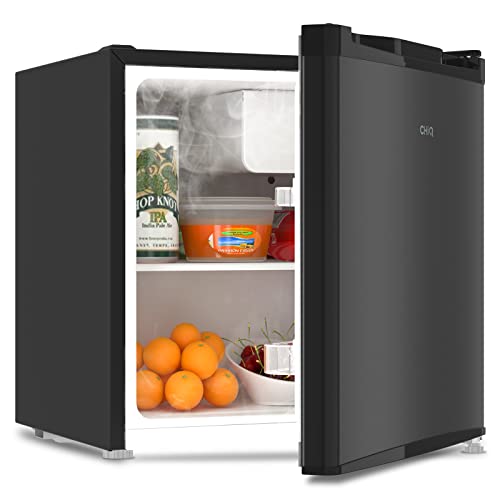 CHiQ CSD46D4, 46L, Mini Fridge for Bedrooms, 35dB, 12 Year Compressor Warranty, Table Top Fridge, Counter Top Fridge, Reversible Doors, Black
