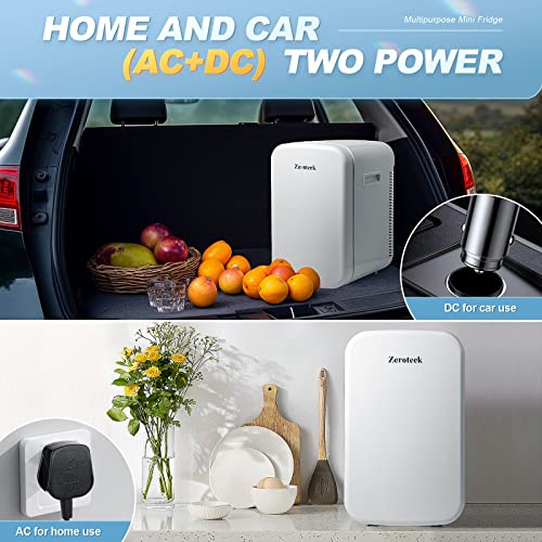 Mini Fridge 18 Litre/30 Cans, Small Drink Fridge with Cooler & Warmer, ECO Mode for Low Noise, AC/DC Power, Thermoelectric Refrigerator for Bedrooms, Cars, Offices, Drinks, Food, Skincare, Cosmetics