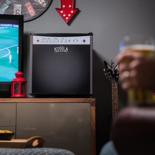 Kuhla 43 Litre Mini Fridge with Ice Box, Novelty Design, Inc Adjustable Thermostat, Door Racks and Removable Shelf, Small Drinks Fridge Ideal for Home and Office – Amp Speaker, Black KTTF4BGB-1004