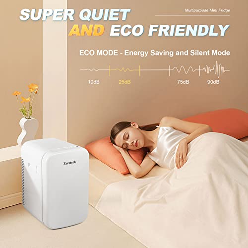 Mini Fridge 18 Litre/30 Cans, Small Drink Fridge with Cooler & Warmer, ECO Mode for Low Noise, AC/DC Power, Thermoelectric Refrigerator for Bedrooms, Cars, Offices, Drinks, Food, Skincare, Cosmetics