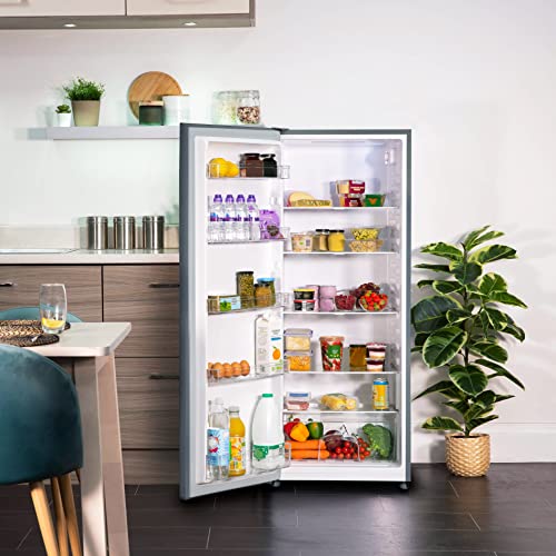 Russell Hobbs RH55LF143SS Slimline 242L Larder Fridge, 55cm Wide, 4 Shelves, 4 Door Racks, LED Light, 2 Year Guarantee, Stainless Steel