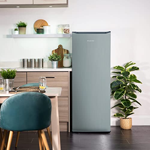 Russell Hobbs RH55LF143SS Slimline 242L Larder Fridge, 55cm Wide, 4 Shelves, 4 Door Racks, LED Light, 2 Year Guarantee, Stainless Steel