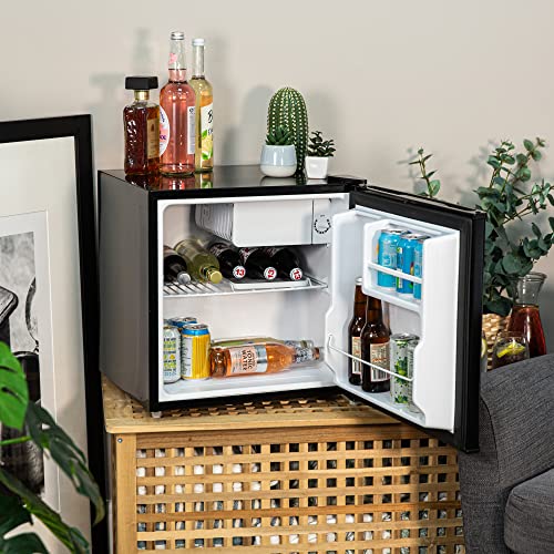Kuhla 43 Litre Mini Fridge with Ice Box, Novelty Design, Inc Adjustable Thermostat, Door Racks and Removable Shelf, Small Drinks Fridge Ideal for Home and Office – Amp Speaker, Black KTTF4BGB-1004