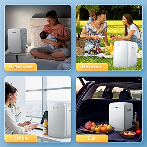 Mini Fridge 18 Litre/30 Cans, Small Drink Fridge with Cooler & Warmer, ECO Mode for Low Noise, AC/DC Power, Thermoelectric Refrigerator for Bedrooms, Cars, Offices, Drinks, Food, Skincare, Cosmetics