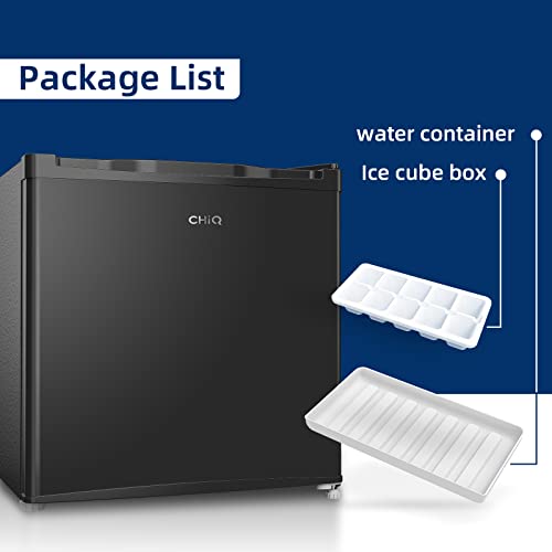 CHiQ CSD46D4, 46L, Mini Fridge for Bedrooms, 35dB, 12 Year Compressor Warranty, Table Top Fridge, Counter Top Fridge, Reversible Doors, Black