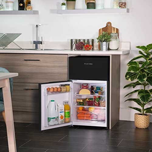 Russell Hobbs RH48UCFF2B 48cm Wide Undercounter Fridge Freezer, LED light, 85 litres, Black, Noise level: decibels 4