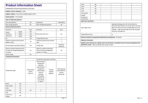 Candy CHTL552WKN Amazon Exclusive Freestanding 55cm Undercounter Fridge, One door, Static, 125L Total Capacity, White