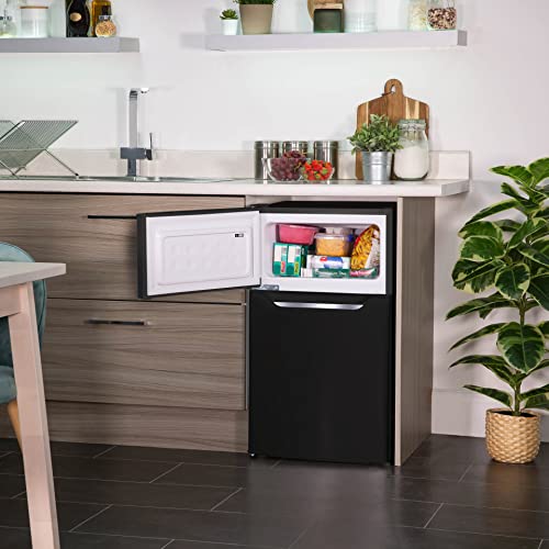 Russell Hobbs RH48UCFF2B 48cm Wide Undercounter Fridge Freezer, LED light, 85 litres, Black, Noise level: decibels 4