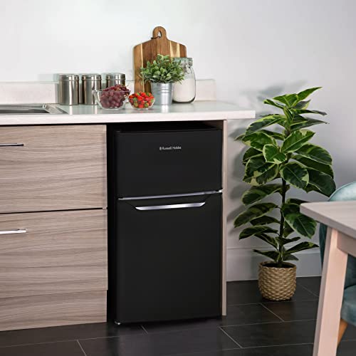 Russell Hobbs RH48UCFF2B 48cm Wide Undercounter Fridge Freezer, LED light, 85 litres, Black, Noise level: decibels 4