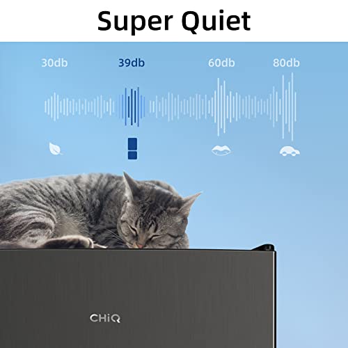 CHiQ FBM157L4EU, 157L, 70/30 Freestanding Fridge Freezer, Low Frost, E, 39 dB, Reversible Door, Stainless Steel, Compact Size 48cm Wide 144cm Tall, Black