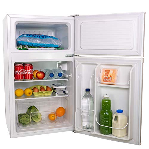 AMZUFF01WH 88L White Freestanding Under Counter 2 Door Fridge Freezer